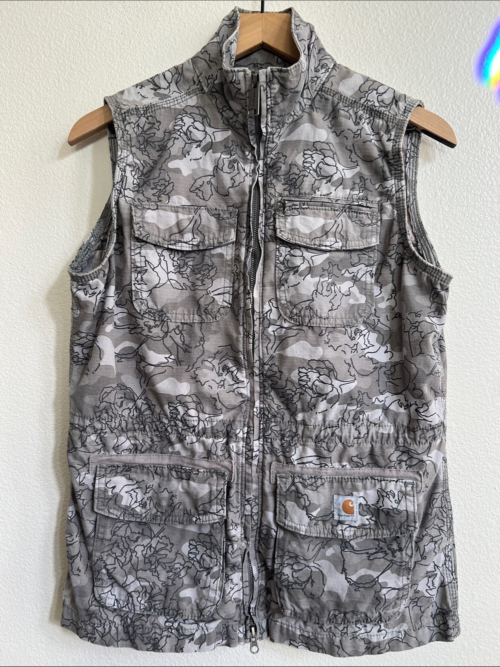 CARHARTT El Paso Floral Camo Ripstop Utility Vest Full-Zip Front Women's S